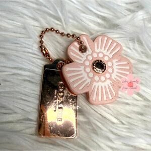 1" COACH Gold Tea Rose Flower Floral Bag Charm Hang Tag